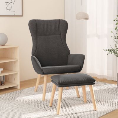 Gossi scaun de relaxare cu taburet, gri deschis, textil