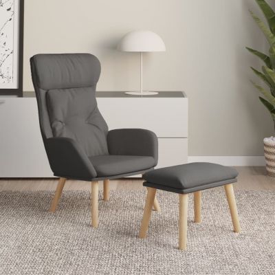 Gossi scaun de relaxare cu taburet, gri deschis, textil