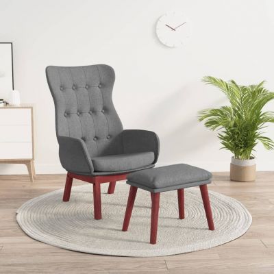 Gossi scaun de relaxare cu taburet, gri deschis, textil