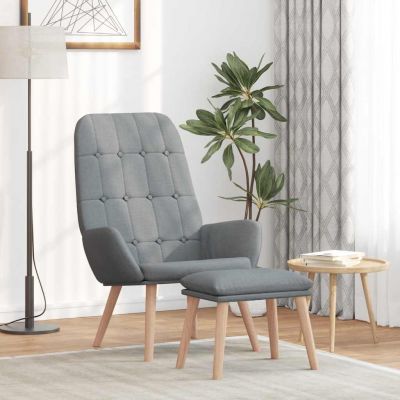 Gossi scaun de relaxare cu taburet, gri deschis, textil