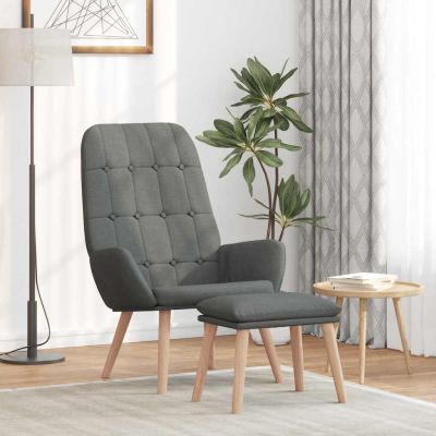 Gossi scaun de relaxare cu taburet, gri deschis, textil