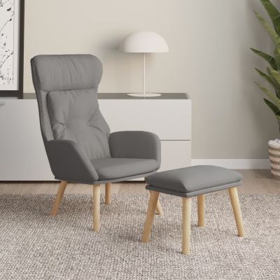Gossi scaun de relaxare cu taburet, gri deschis, textil