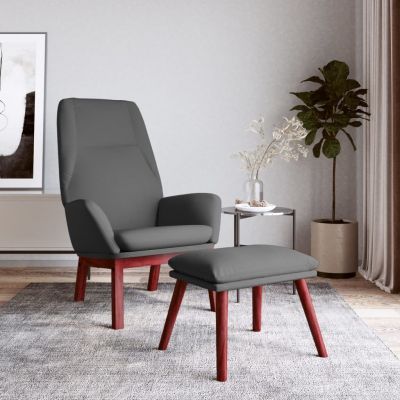 Gossi scaun de relaxare cu taburet, gri deschis, textil