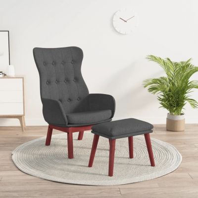 Gossi scaun de relaxare cu taburet, gri deschis, textil