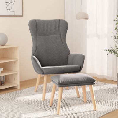 Gossi scaun de relaxare cu taburet, gri deschis, textil