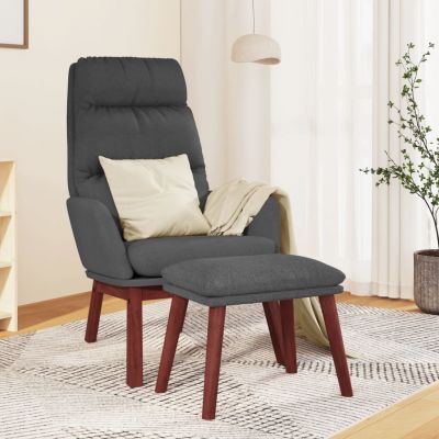 Gossi scaun de relaxare cu taburet, gri inchis, textil