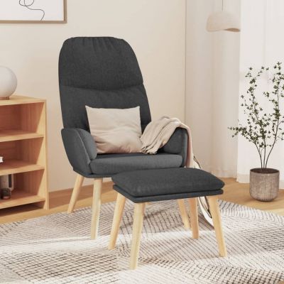 Gossi scaun de relaxare cu taburet, gri inchis, textil