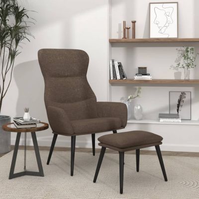 Gossi scaun de relaxare cu taburet, gri taupe, textil