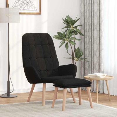 Gossi scaun de relaxare cu taburet, negru, textil