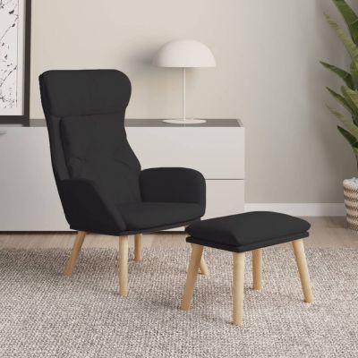 Gossi scaun de relaxare cu taburet, negru, textil