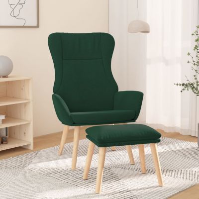 Gossi scaun de relaxare cu taburet, verde inchis, textil