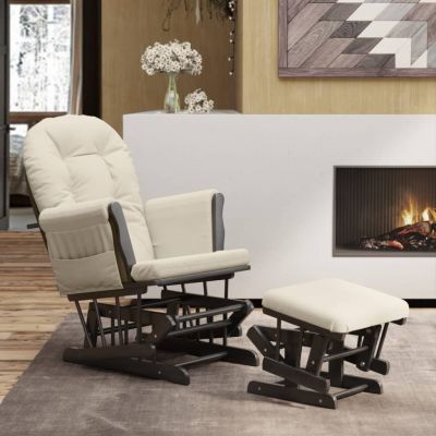 Gossi scaun glisant cu taburet, alb crem, material textil