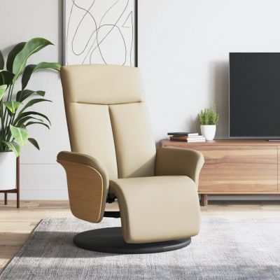 Gossi scaun rabatabil cu suport pentru picioare crem material textil