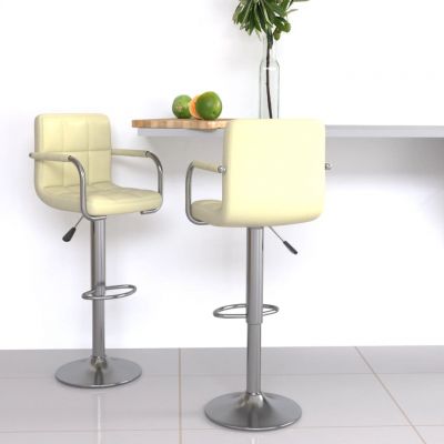 Gossi scaune de bar, 2 buc., crem, piele ecologica