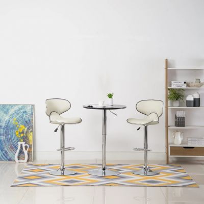 Gossi scaune de bar, 2 buc., crem, piele ecologica