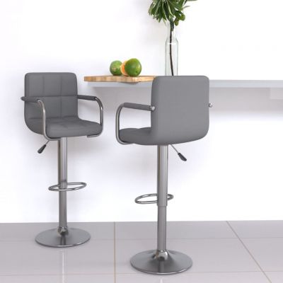 Gossi scaune de bar, 2 buc., gri, piele ecologica