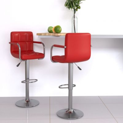 Gossi scaune de bar, 2 buc., rosu vin, piele ecologica