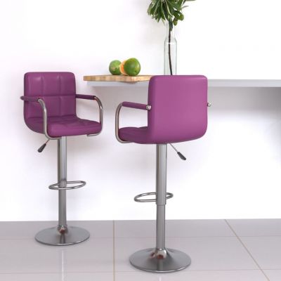 Gossi scaune de bar, 2 buc., violet, piele ecologica