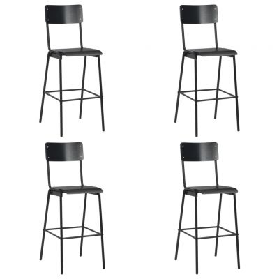 Gossi scaune de bar, 4 buc., negru, placaj solid, otel