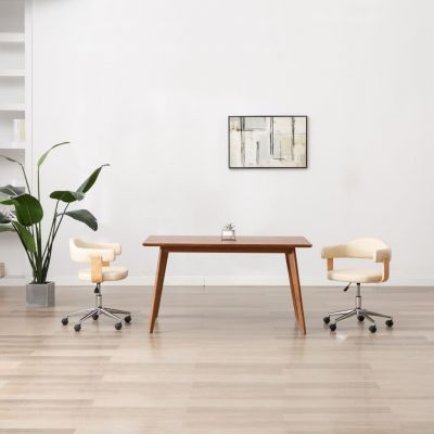 Gossi scaune de bucatarie pivotante, 2 buc., crem, piele artificiala
