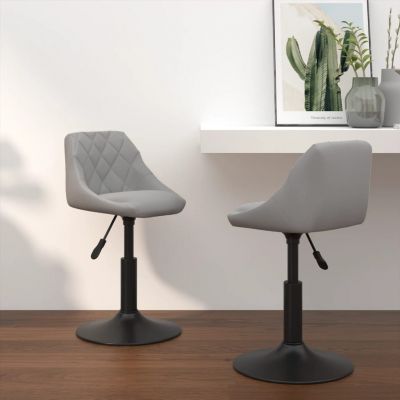 Gossi scaune rotative de bucatarie, 2 buc., gri deschis, catifea