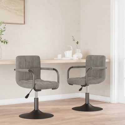 Gossi scaune rotative de bucatarie, 2 buc., gri deschis, catifea