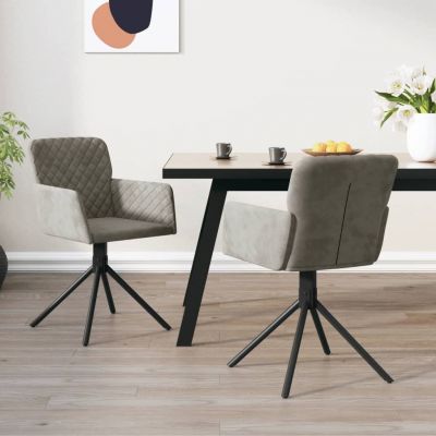 Gossi scaune rotative de bucatarie, 2 buc., gri deschis, catifea
