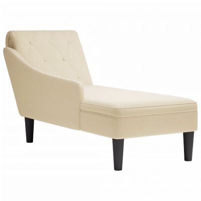 Gossi sezlong cu perna si cotiera dreapta, crem, textil ieftin