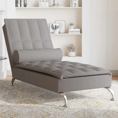 Gossi sezlong de masaj cu sprijin, gri taupe, material textil