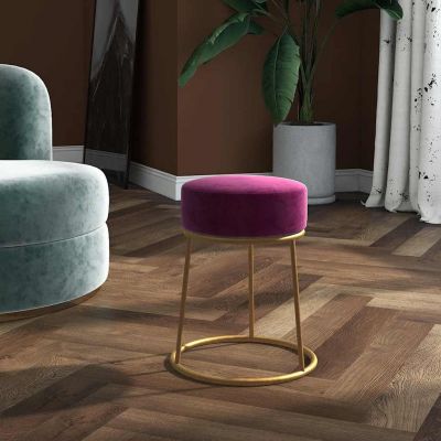 Gossi taburet rotund, violet, catifea