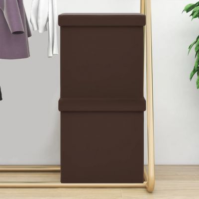 Gossi taburete cu depozitare pliabile, 2 buc., maro, pvc