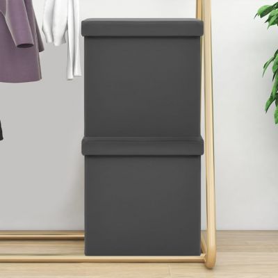 Gossi taburete de depozitare pliabile, 2 buc., gri, pvc