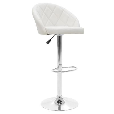 Scaun de bar Balina pakoworld reglabil pe inaltime metal pu-crom alb 52x53x109cm la reducere