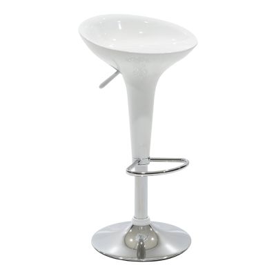 Scaun de bar Felice reglabil pe inaltime baza, alb-crom, 40x43x84 cm