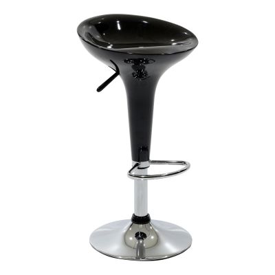 Scaun de bar Felice reglabil pe inaltime baza, negru-crom, 40x43x84 cm
