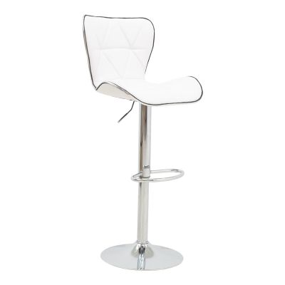 Scaun de bar Jorine pakoworld reglabil pe inaltime baza alb pu-crom 53x44x114cm