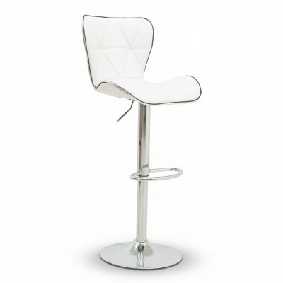 Scaun de bar Jorine reglabil pe inaltime baza alb pu-crom, 53x44x114 cm
