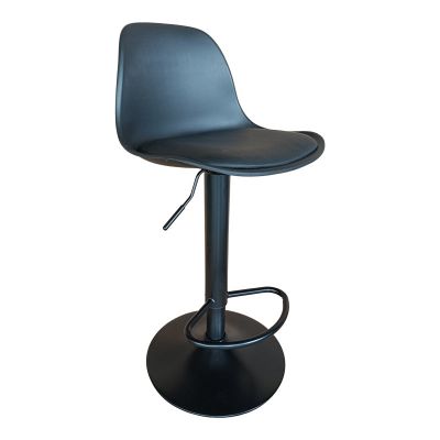 Scaun de bar Louser reglabil pe inaltime negru cu perna - baza, neagra, 44x46x114 cm