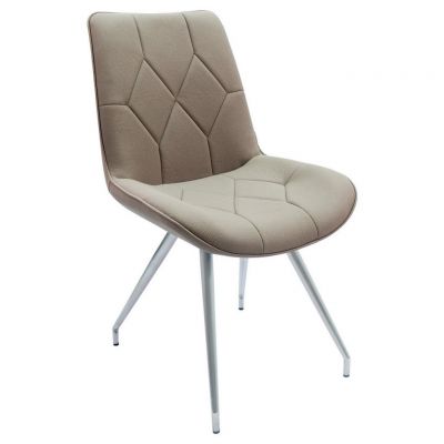 SCAUN in metal, textil taupe, culoare inox
