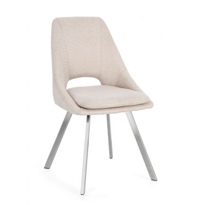 Scaun Kashar, Bizzotto, 45x49.5x85 cm, inox/poliester, bej