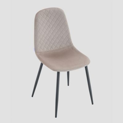 Scaun Noir, Homla, 52x44x85 cm, metal/catifea din poliester, bej/negru