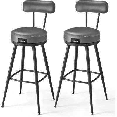 Set 2 scaune de bar, Vasagle, Ekho, 57x101 cm, otel/piele ecologica, maro camel