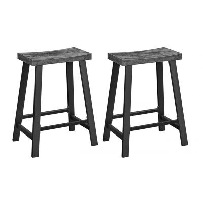 Set 2 scaune de bar, Vasagle, Industrial, 37x62.5 cm, PAL/otel, maro