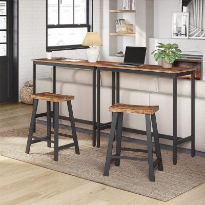Set 2 scaune de bar, Vasagle, Industrial, 37x62.5 cm, PAL/otel, maro