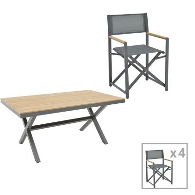 Set masă și scaune de exterior, 5 Piese, Model Mabu-Thorio, Antracit, 160x90x75 cm