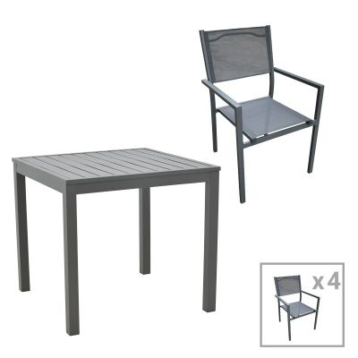 Set masă și scaune de exterior, 5 Piese, Model Moly-Kliton, Antracit, 80x80x74 cm