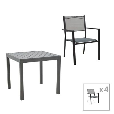 Set masă și scaune de exterior, 5 Piese, Model Moly-Kliton, Antracit, 80x80x74 cm