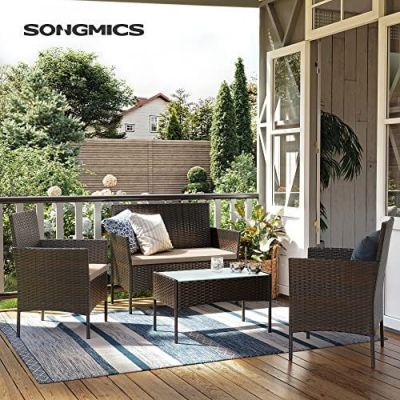 Set mobilier de gradina, Songmics, Maro, 58x49x85 cm