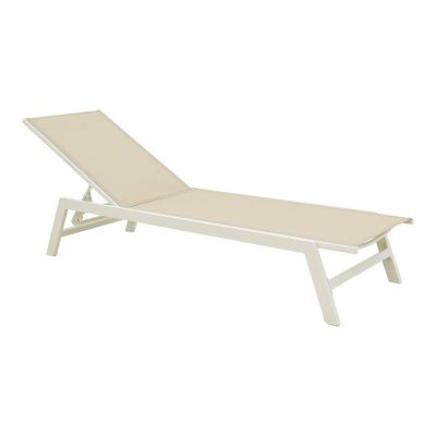 Șezlong din aluminiu si textilenă Model Boka, Alb, 60x192x31 cm