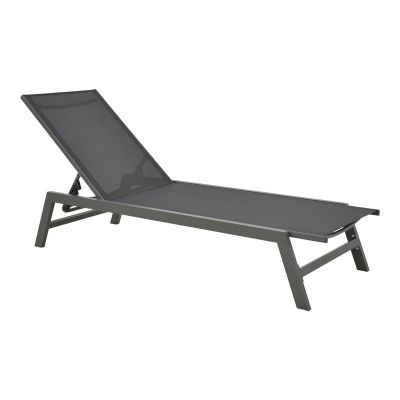 Șezlong din aluminiu si textilenă Model Boka, Gri închis, 60x192x31 cm